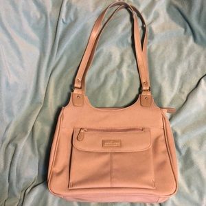 🆕Compartment satchel purse in fabric + vinyl👜